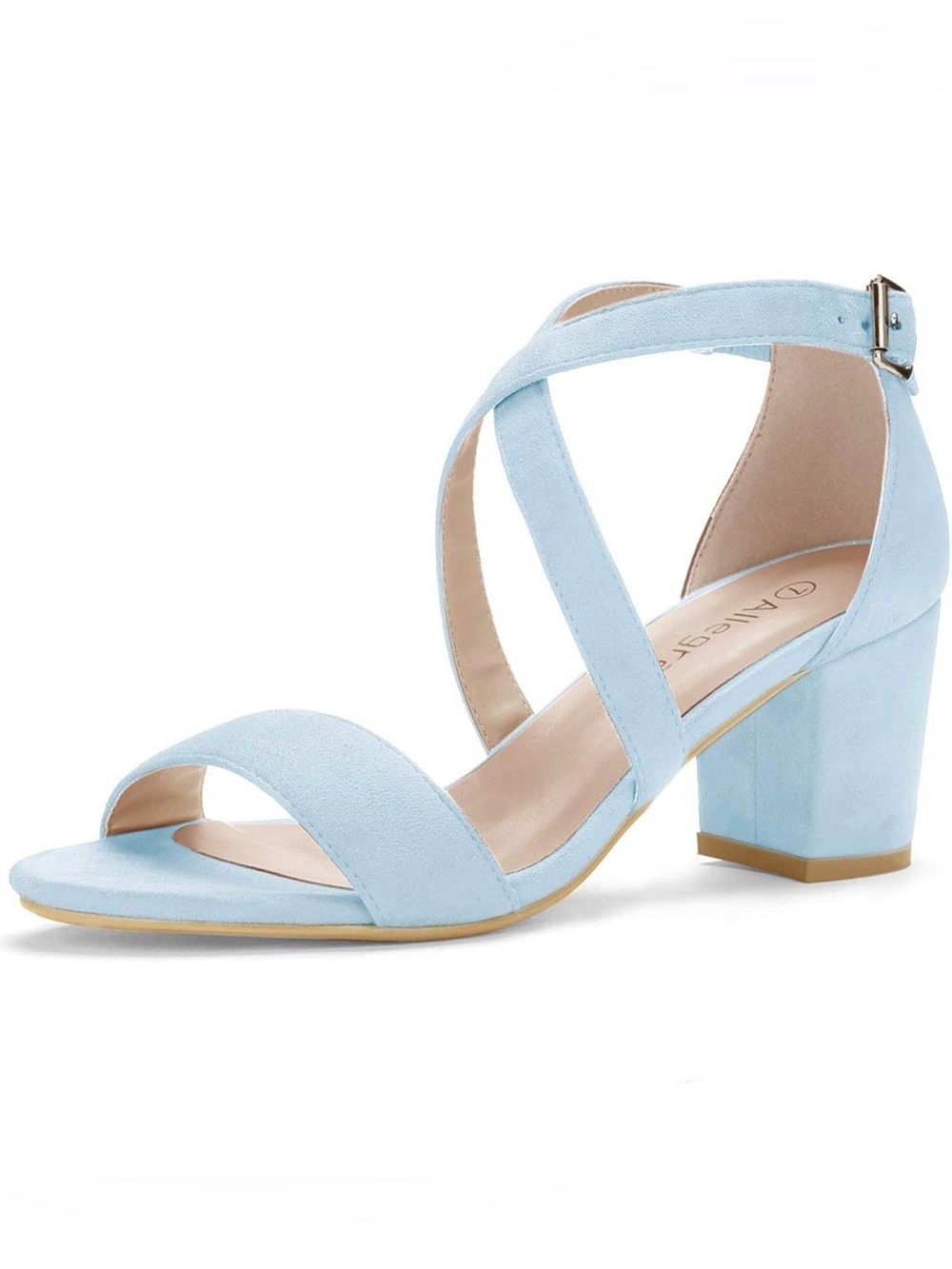 Allegra K Crisscross Ankle Strap Block Heel